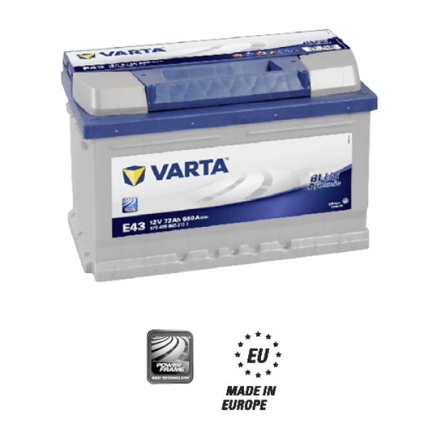 72 AMPER ALÇAK BLUE DYNAMIC E43 VARTA